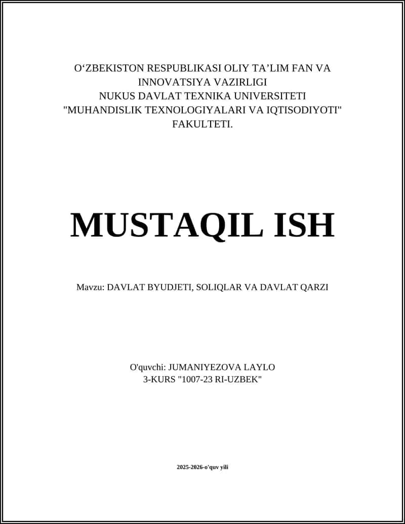 MUSTAQIL ISH 1