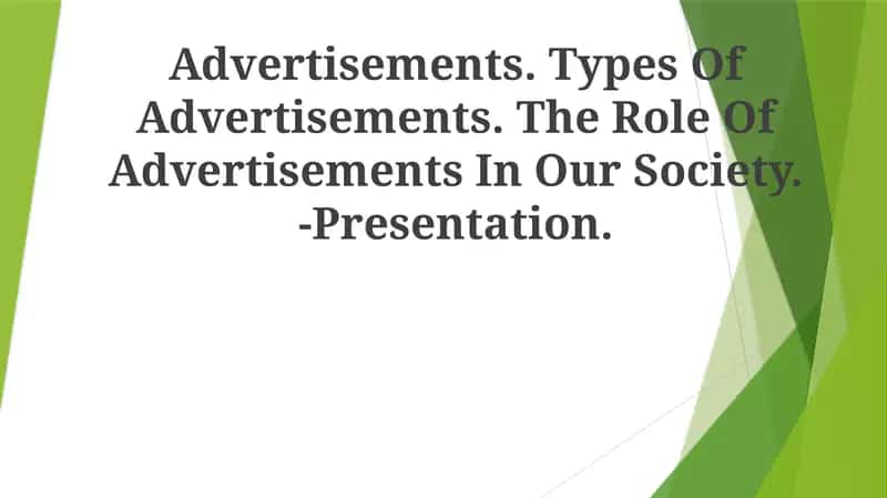 Role Of Advertisements In Society 1