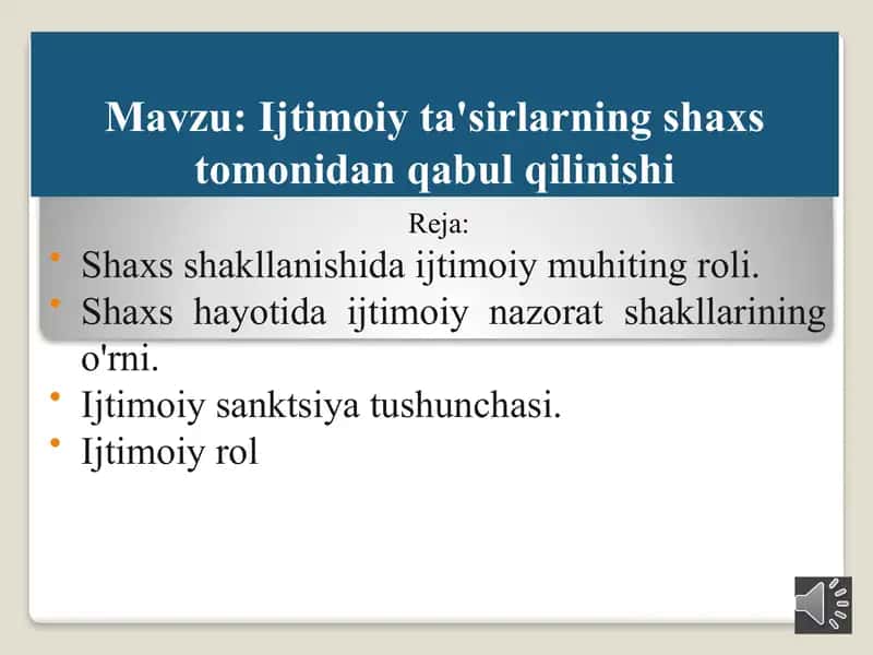 Ijtimoiy ta'sirlarning shaxs tomonidan qabul qilinishi 1