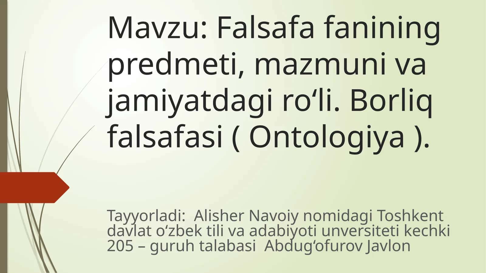 Falsafa Fanining Predmeti va Mazmuni 1