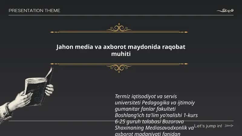 Mediasavodxonlik va axborot madaniyati fanidan taʻlim 1