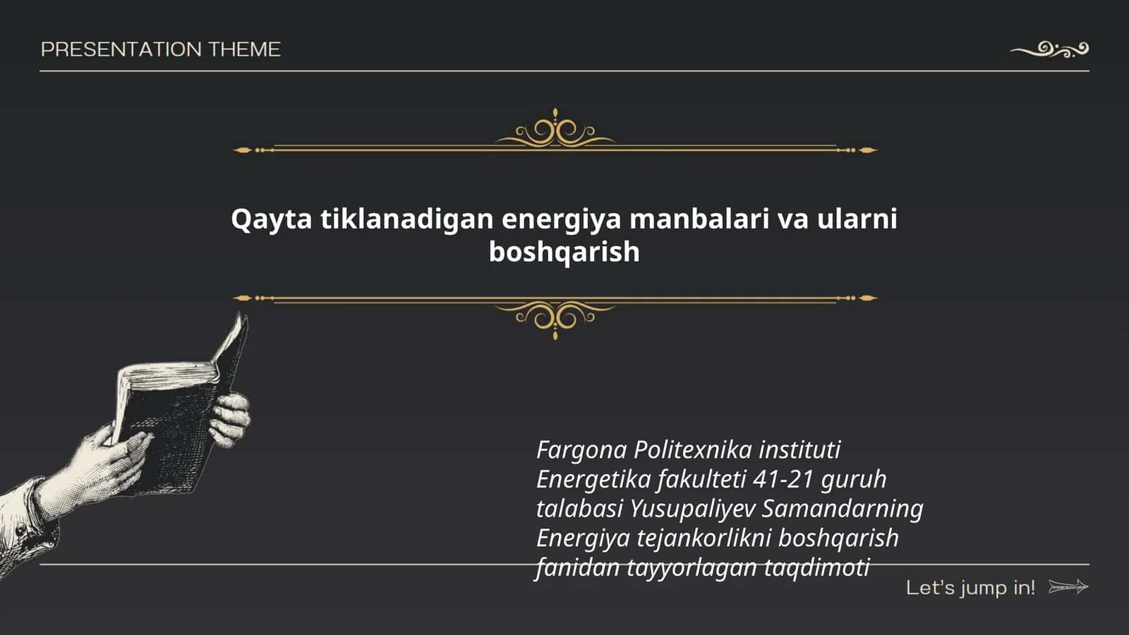 Energiya tejankorlikni boshqarish 1
