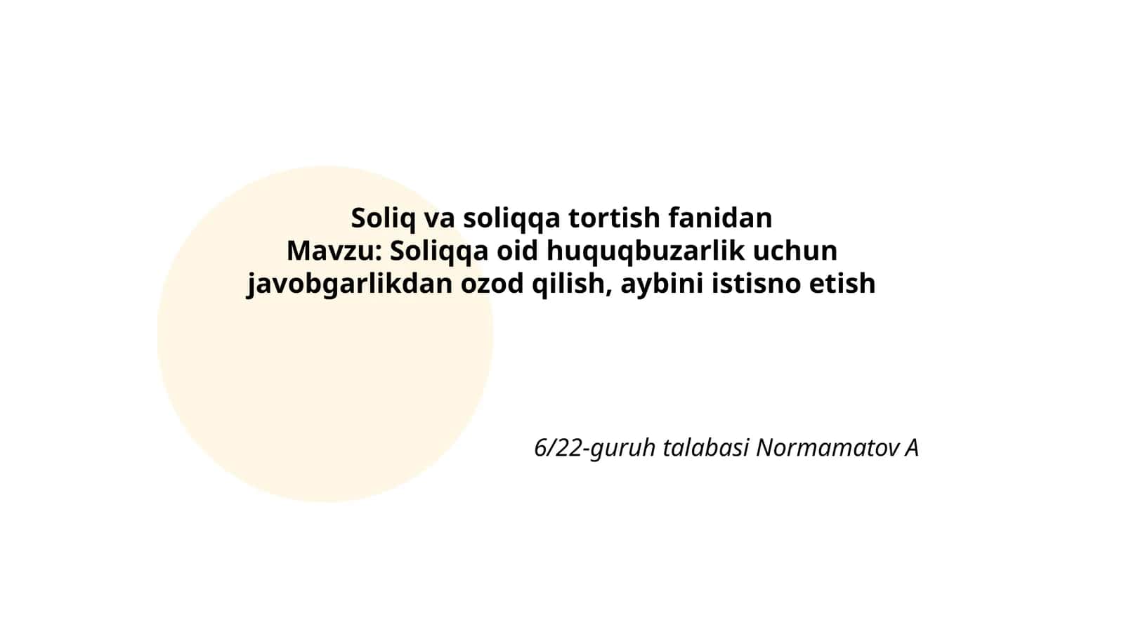 Soliq huquqbuzarliklari uchun javobgarlikdan ozod qilishning huquqiy asoslari (qonun va kodeks normalari) 1