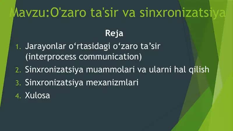 O'zaro ta'sir va sinxronizatsiya 1