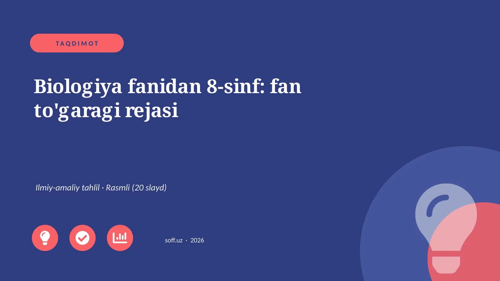 Biologiya fanidan 8-sinf: fan to'garagi rejasi 1