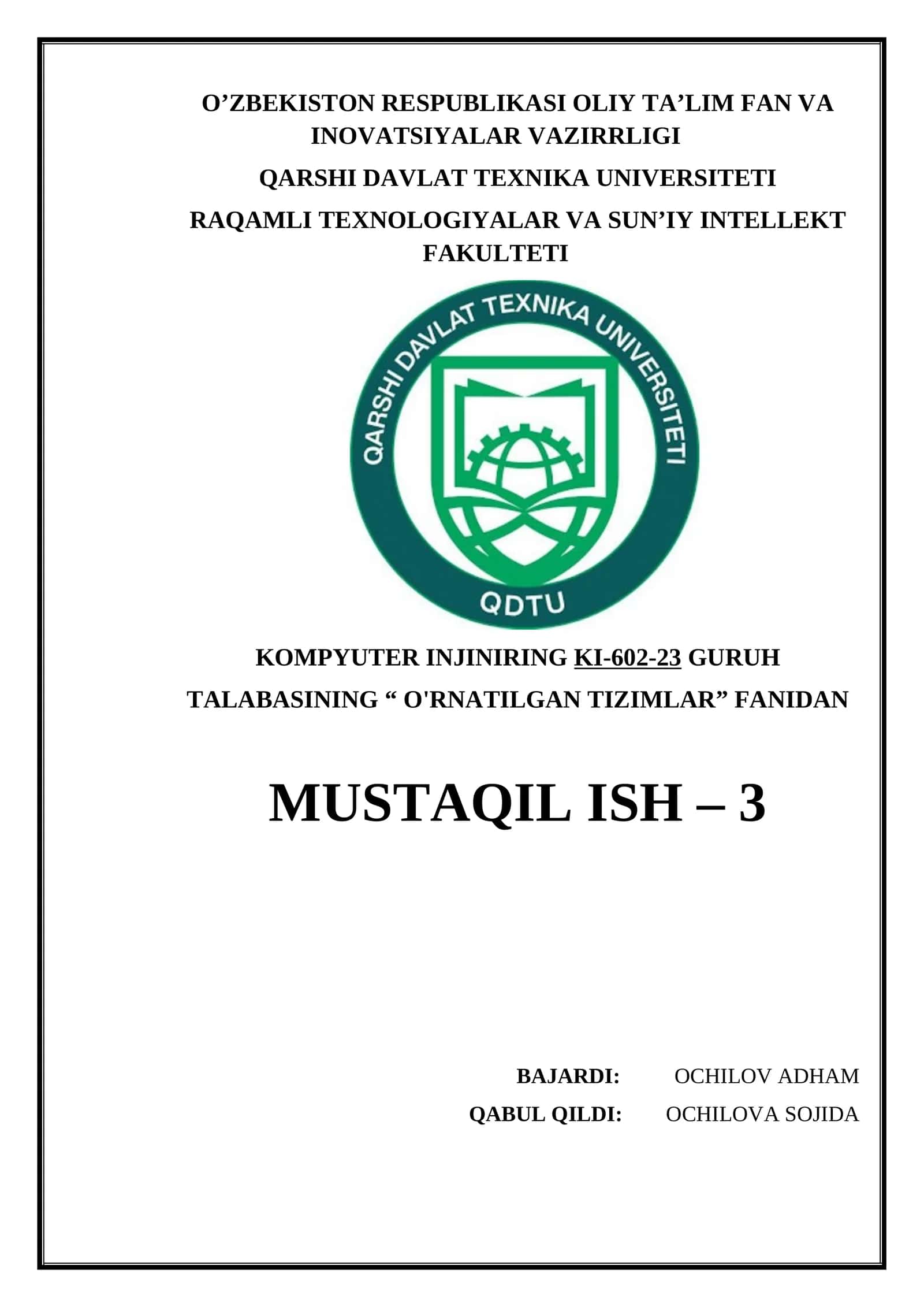 Shinalarni tashkil etilishi 1