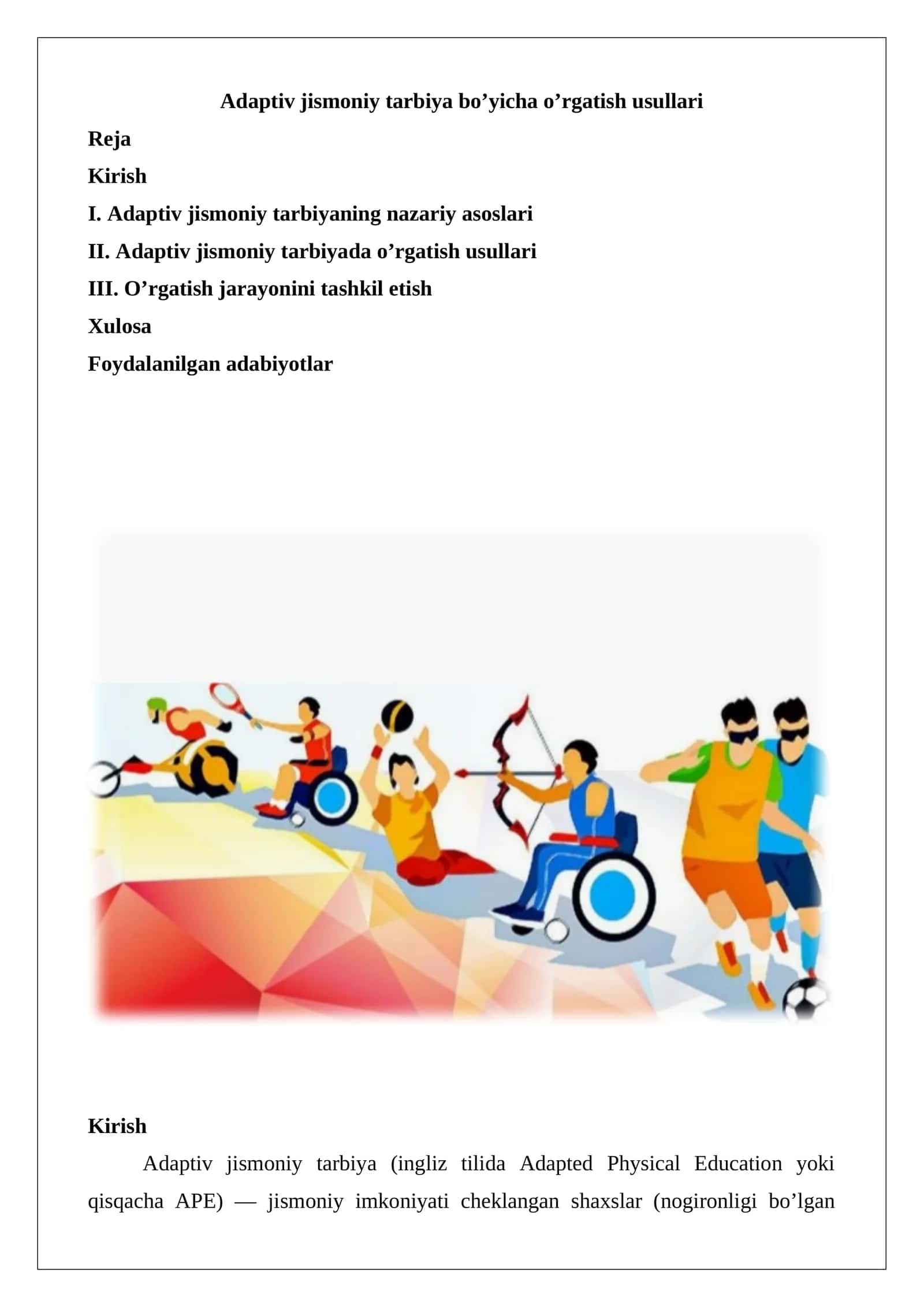Adaptiv Jismoniy Tarbiya Bo'yicha O'rgatish Usullari 1