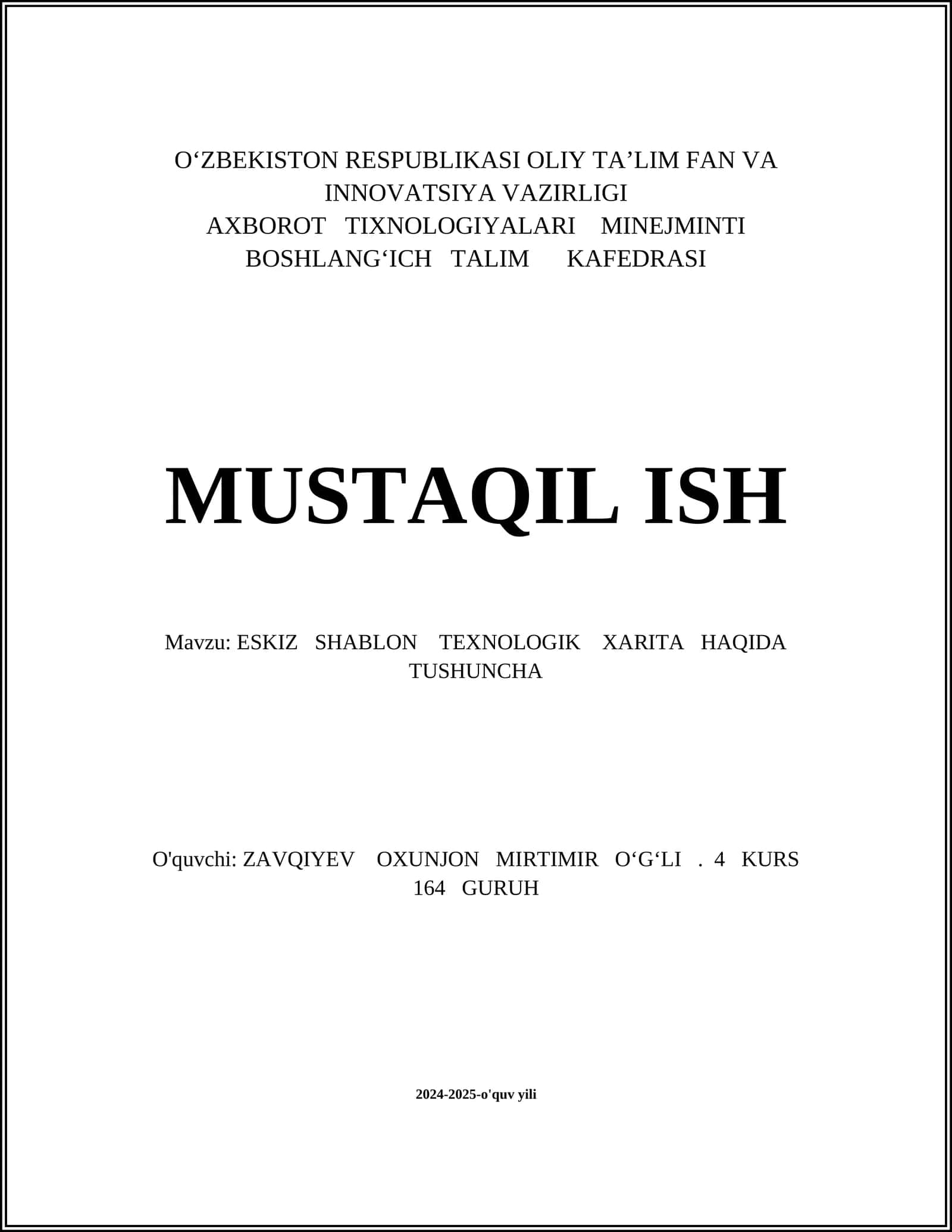 ESKIZ SHABLON TEXNOLOGIK XARITA HAQIDA TUSHUNCHA 1