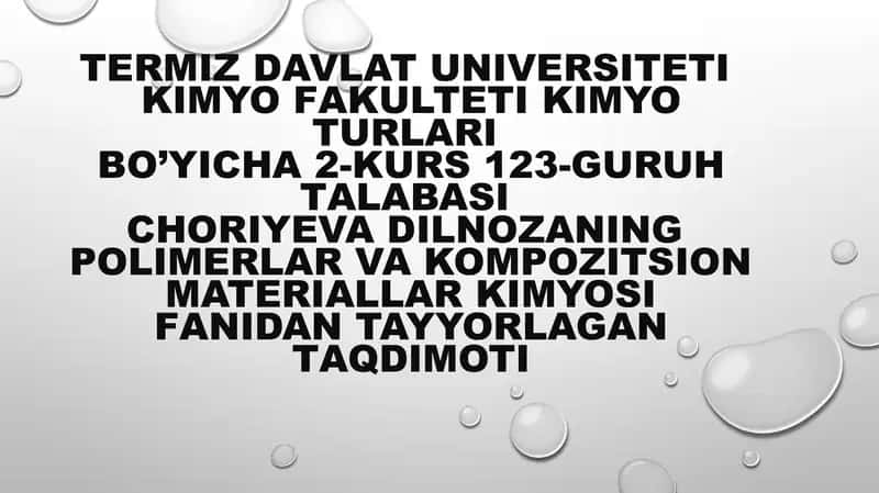 Ekologik toza polimer kompozitsion  materiyallar-umumiy ko'rinish va qo'llash sohalari 1