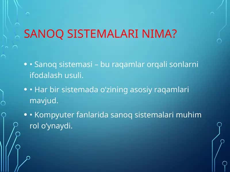 Sanoq sistemalari nima? 1