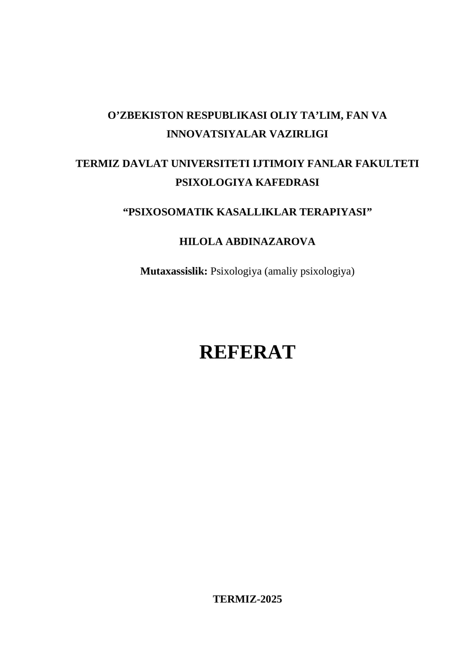 PSIXOSOMATIK KASALLIKLAR TERAPIYASI 1