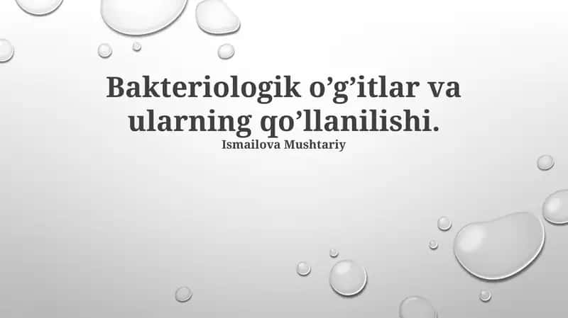 Bakterial o'g'itlar va ularning qo'llanilishi 1