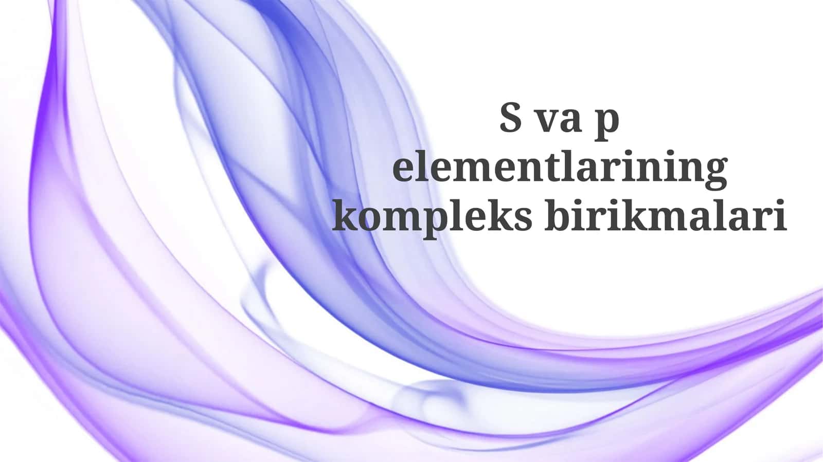 s va p elementlarining kompleks birikmalari 1