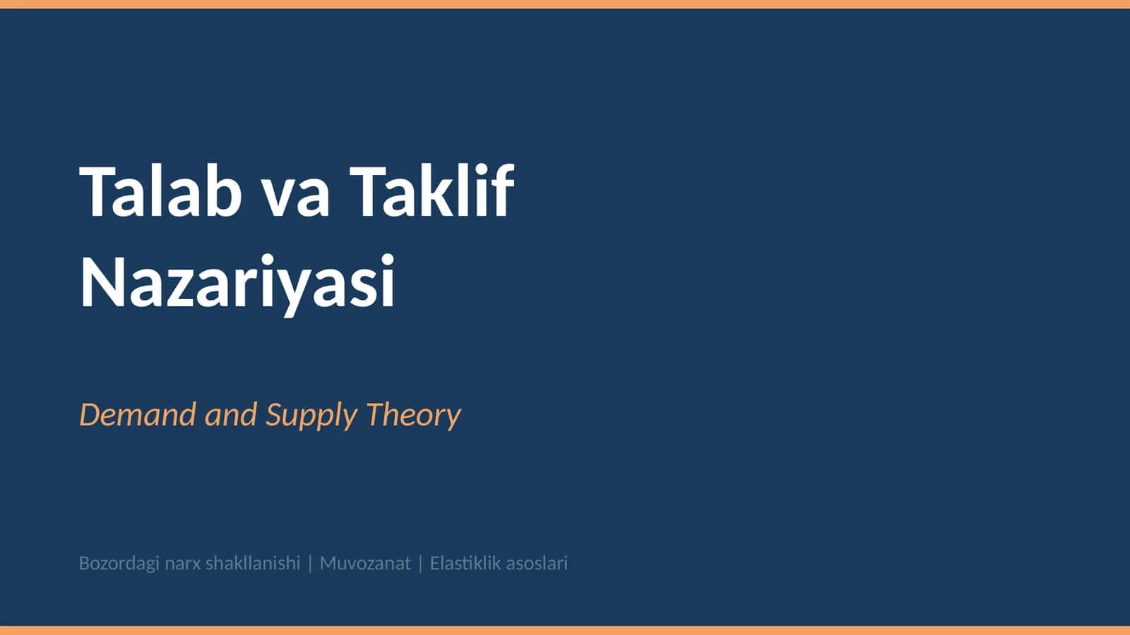Talab va Taklif Nazariyasi 1