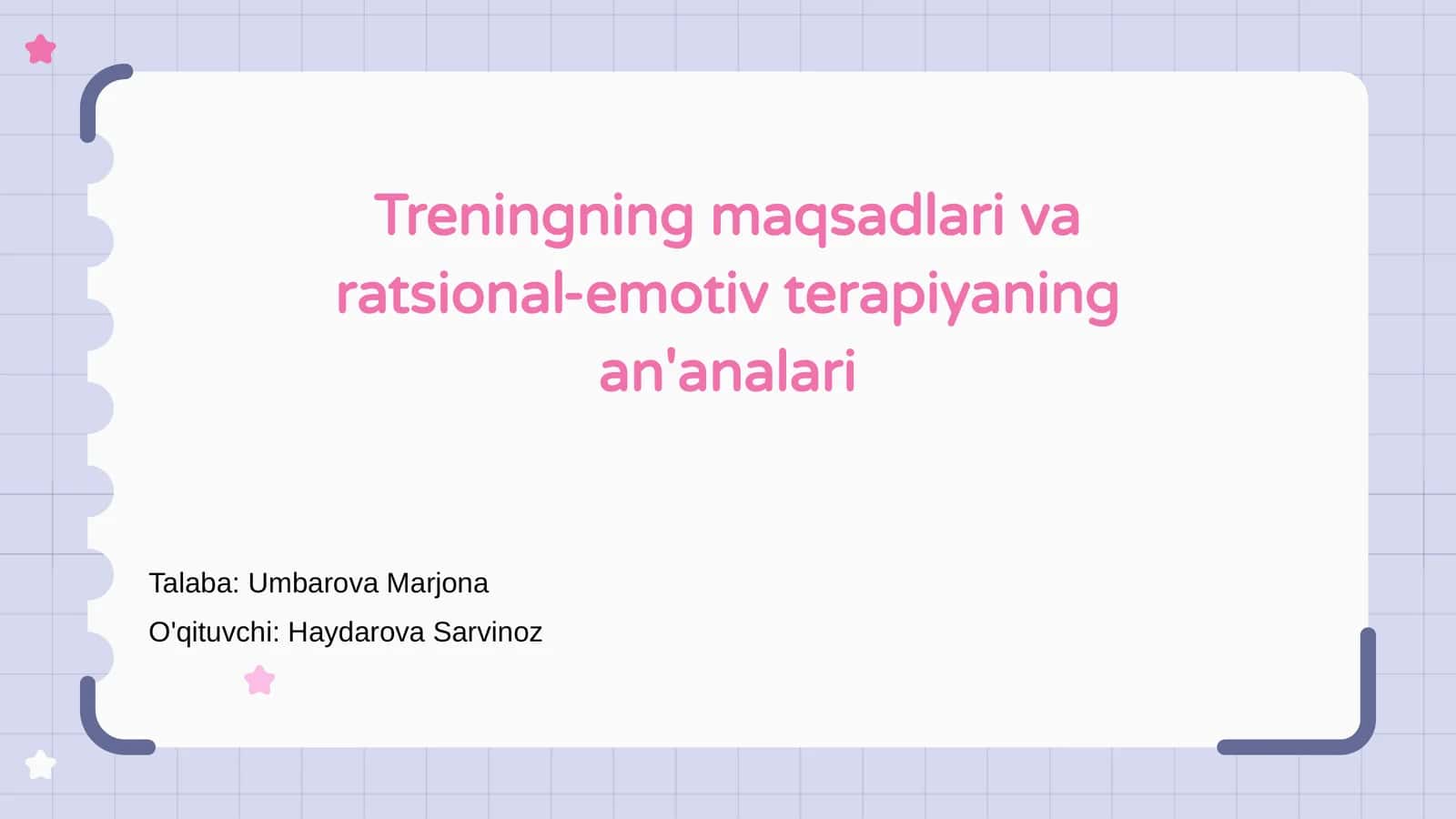 Treningning maqsadlari va ratsional-emotiv terapiyaning an'analari 1