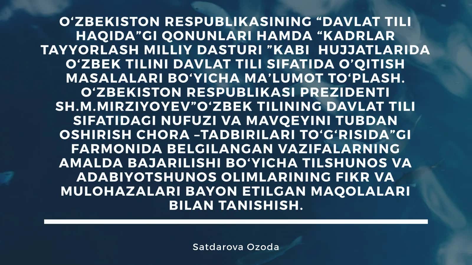 O‘zbekiston Respublikasining “Davlat Tili Haqida”gi Qonunlari 1