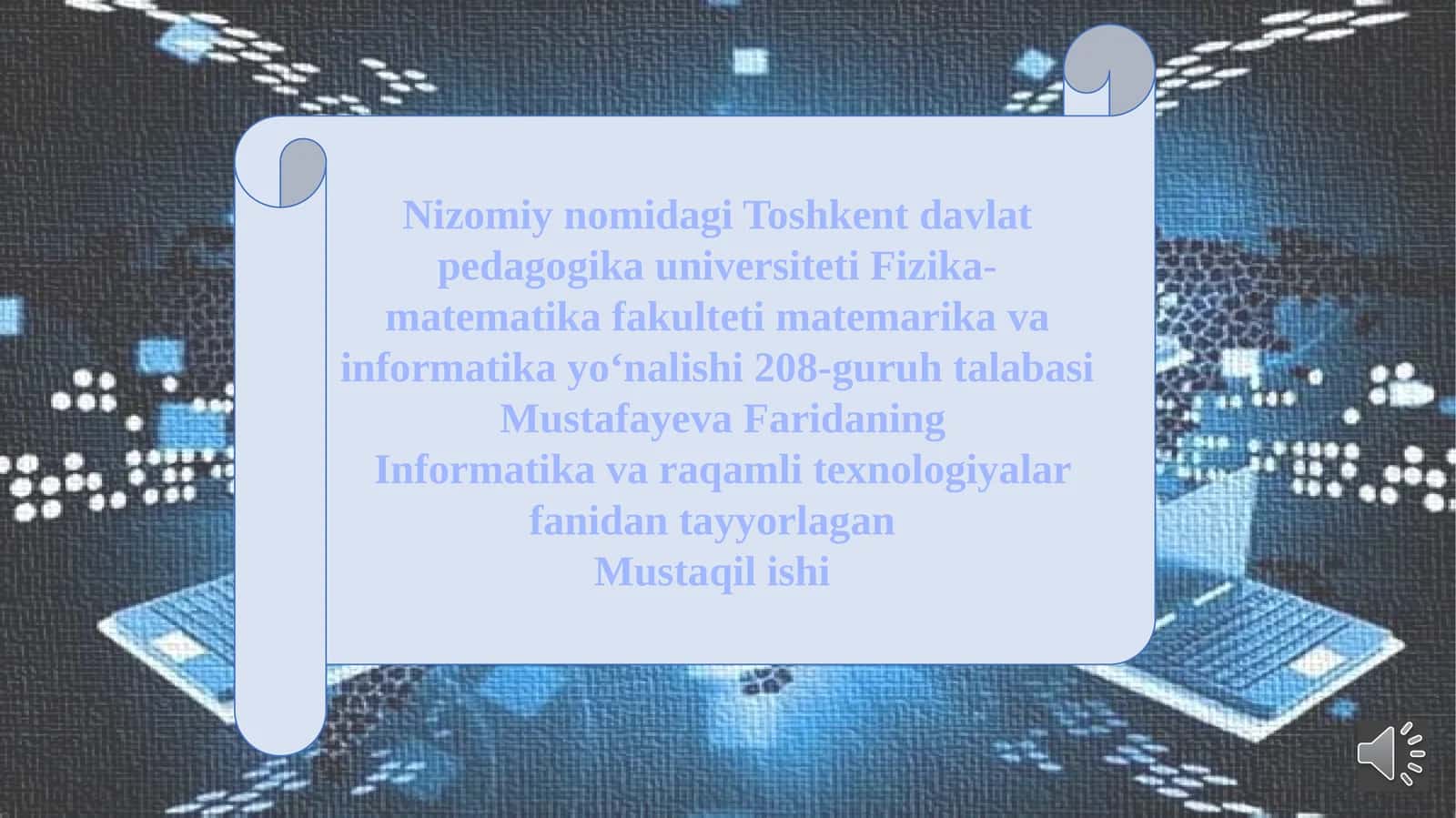 InformatikavaraqamlitexnologiyalarfanidantayyorlaganMustaqilishi 1