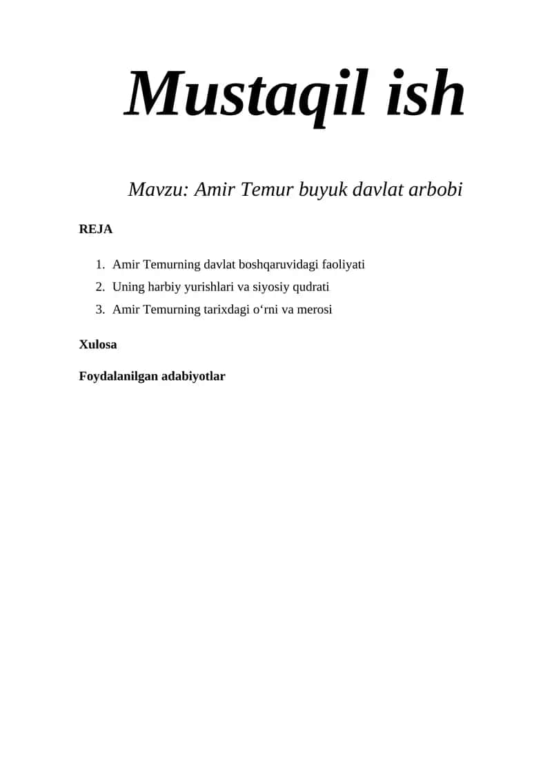 Amir Temur buyuk davlat arbobi 1