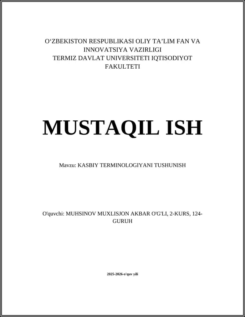 KASBIY TERMINOLOGIYANI TUSHUNISH 1