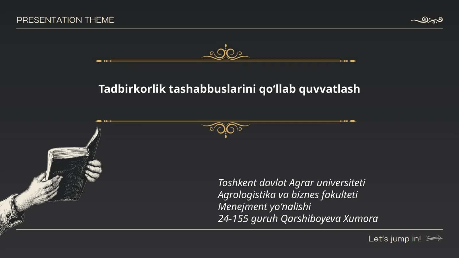 Tadbirkorlik tashabbuslarini qoʻllab quvvatlash 1