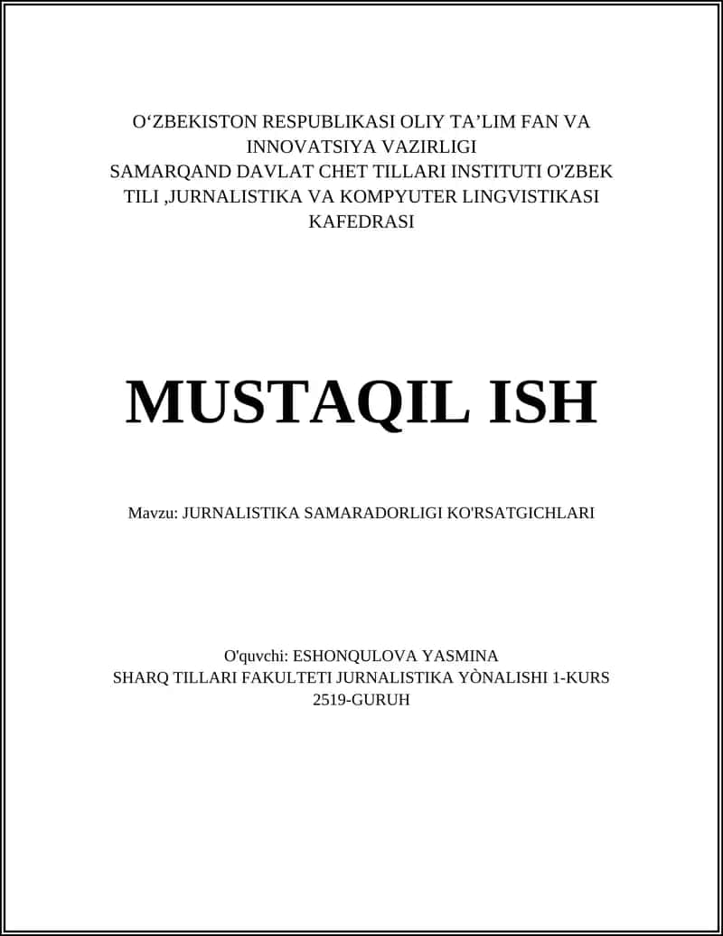 Jurnalistika samaradorligi ko'rsatgichlari 1