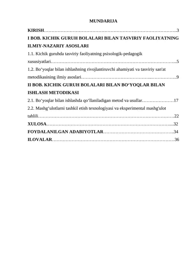 Kichik guruh bolalari bilan bo‘yoqlar bilan ishlashning o‘ziga xos metodikasi 1