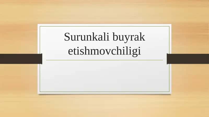 Surunkali buyrak etishmovchiligi 1