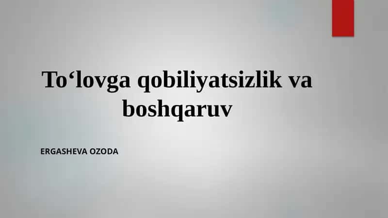 Toʻlovga qobiliyatsizlik va boshqaruv 1