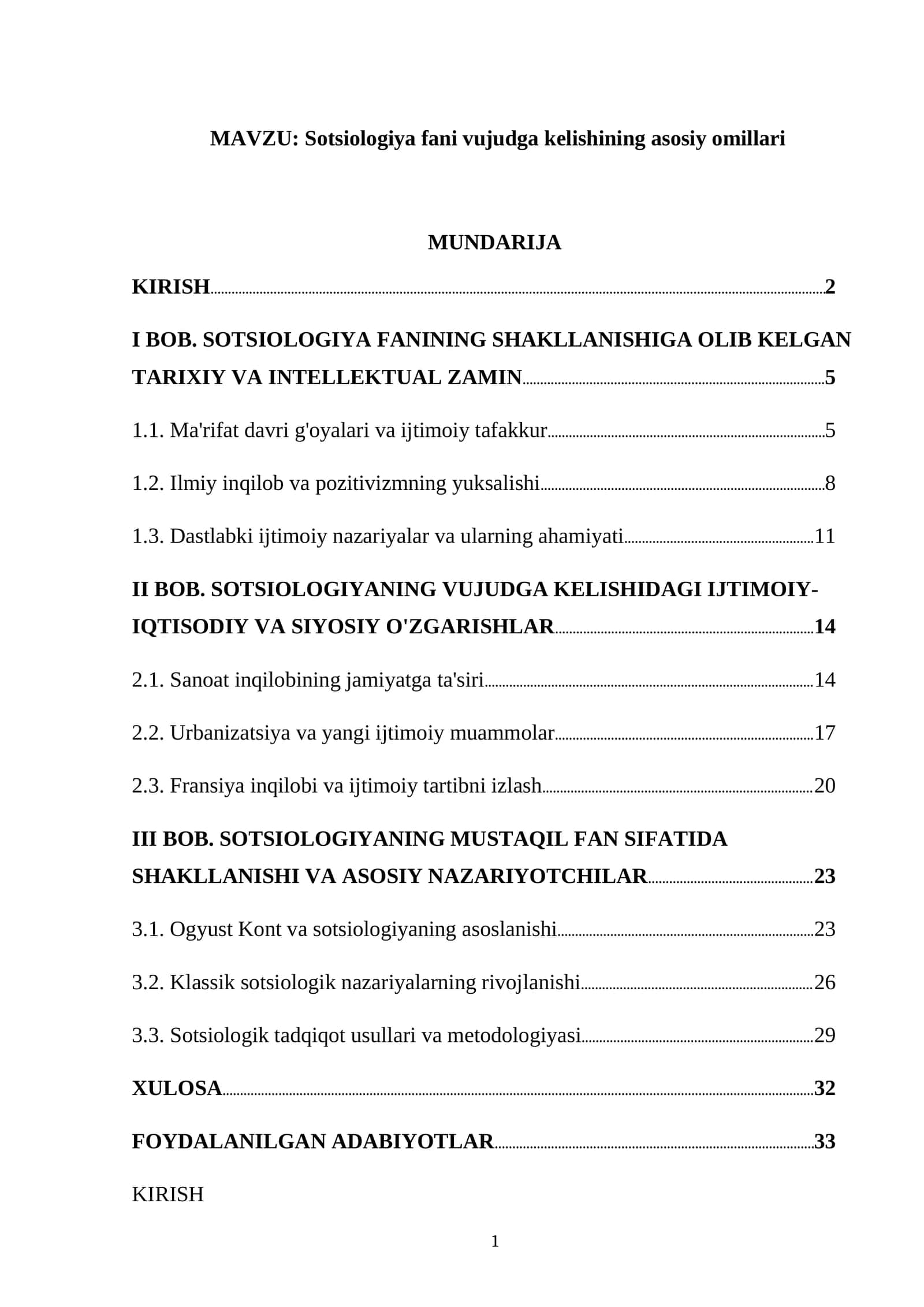 Sotsiologiya fani vujudga kelishining asosiy omillari 1