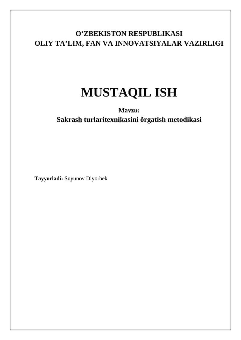 Sakrash turlaritexnikasini õrgatish metodikasi 1
