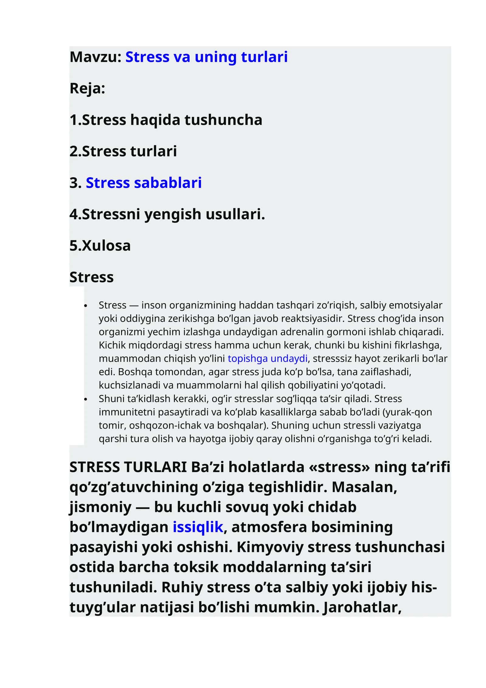 Stress va uning turlari 1