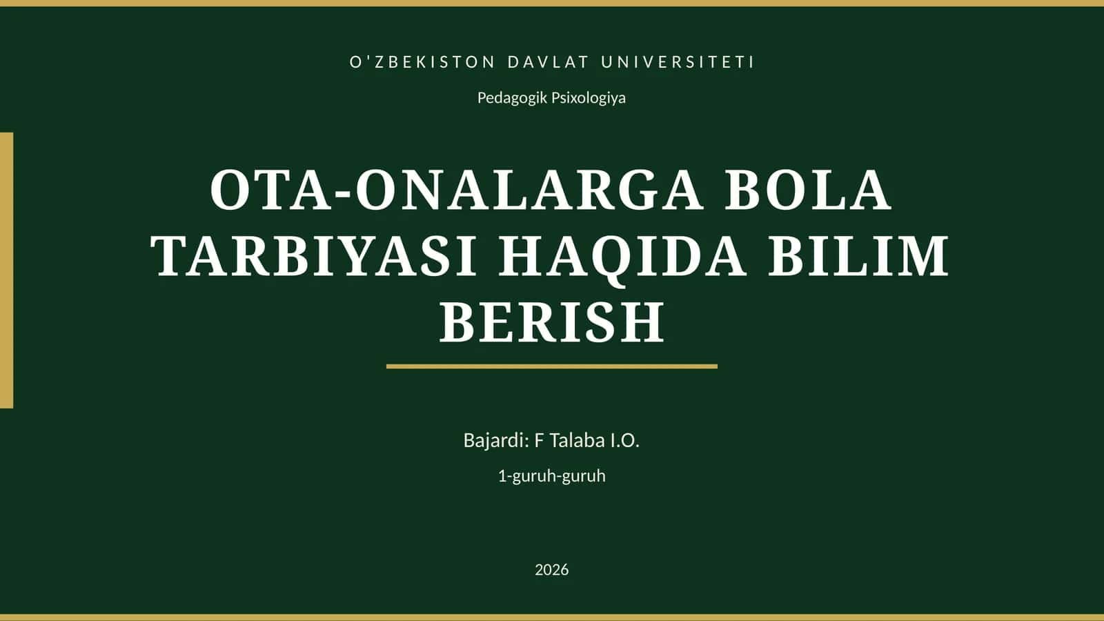 OTA-ONALARGA BOLA TARBIYASI HAQIDA BILIM BЕRISH 1