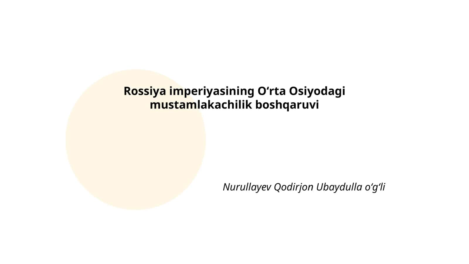 Rossiya imperiyasining Oʻrta Osiyodagi mustamlakachilik boshqaruvi 1