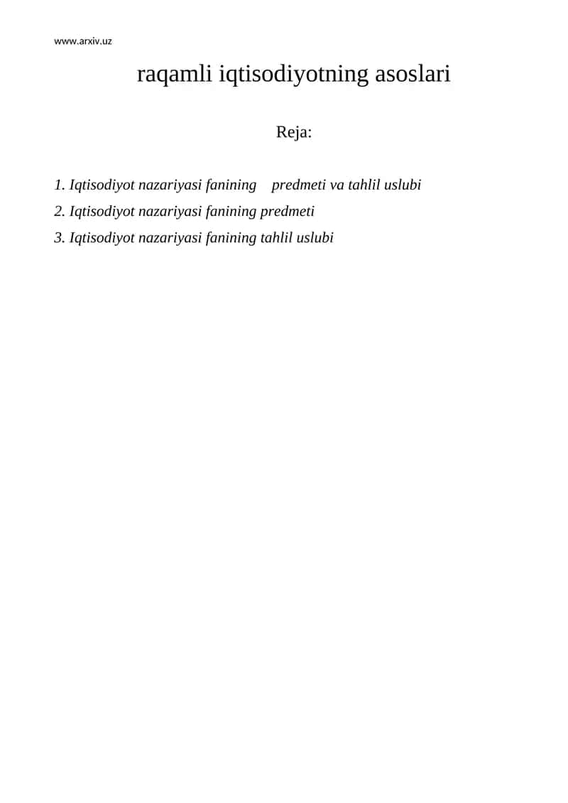 raqamli iqtisodiyotning asoslari 1