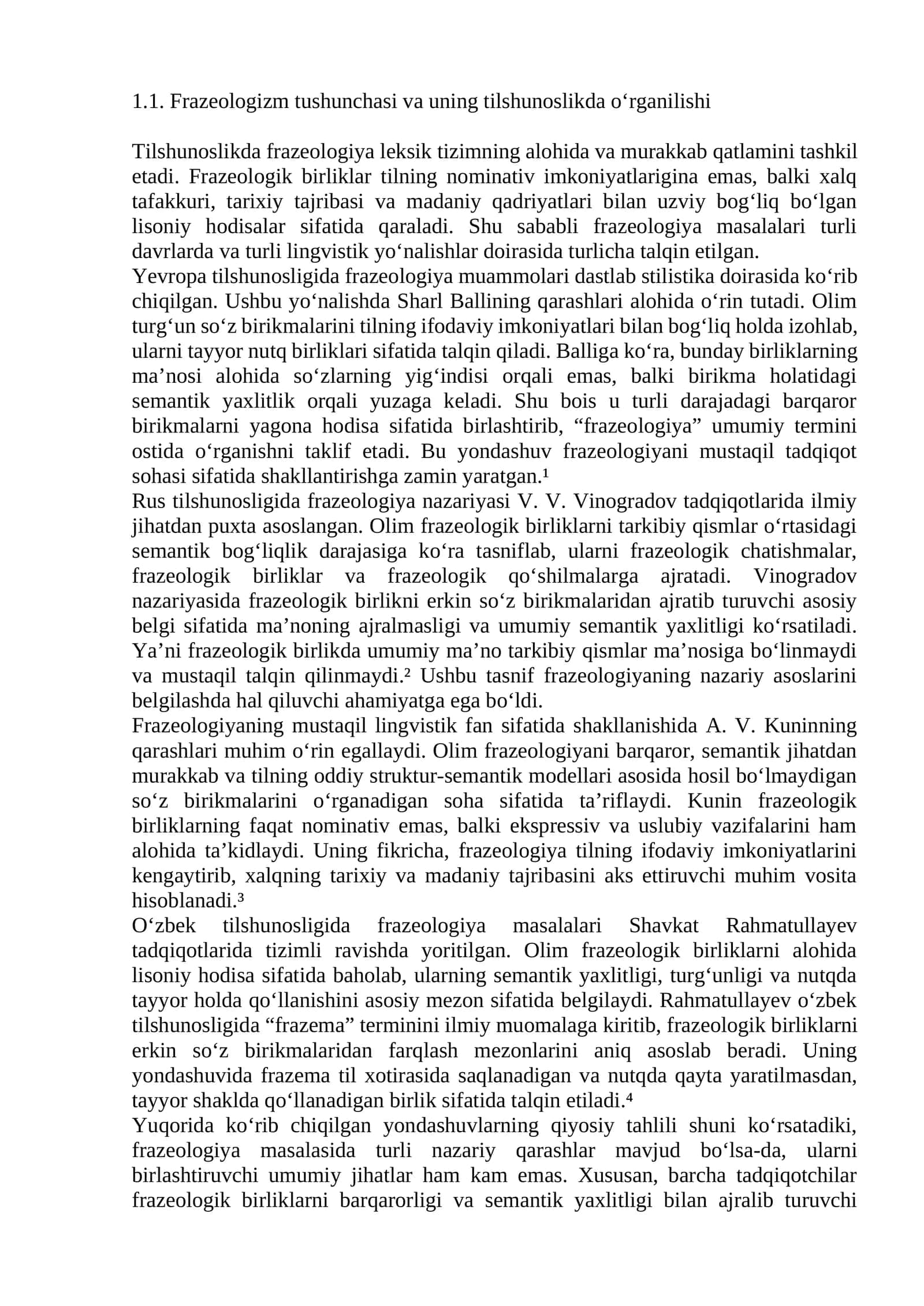 Frazeologizm tushunchasi va uning tilshunoslikda o‘rganilishi 1