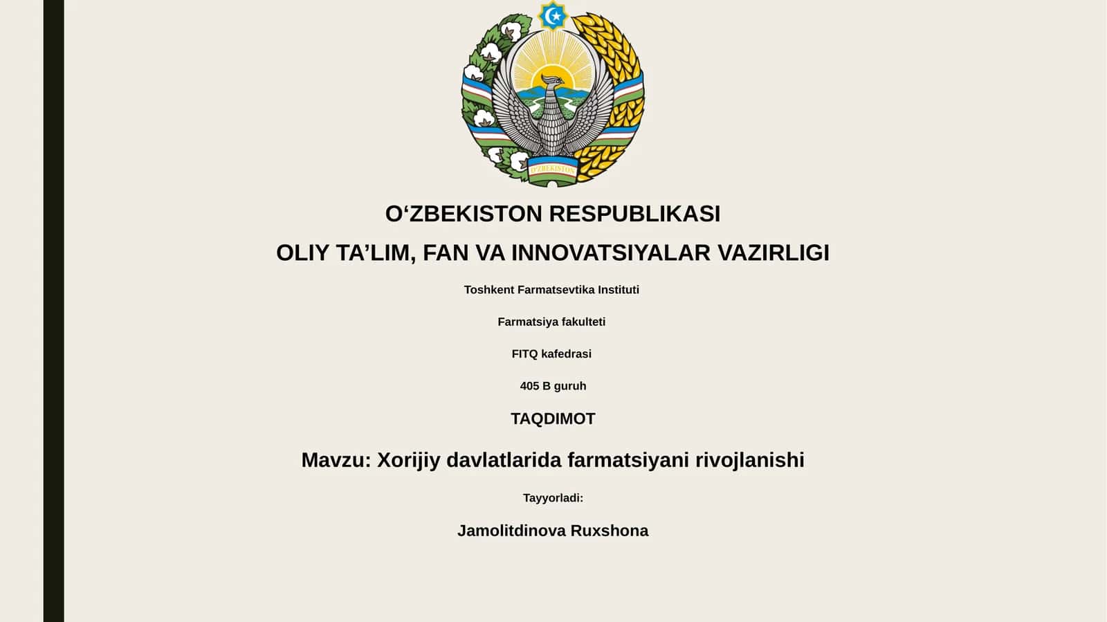 Xorijiy davlatlarida farmatsiyani rivojlanishi 1
