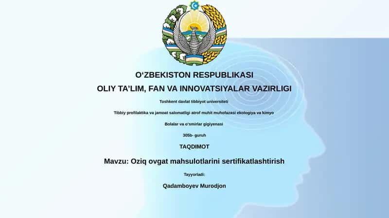 Oziq ovgat mahsulotlarini sertifikatlashtirish 1