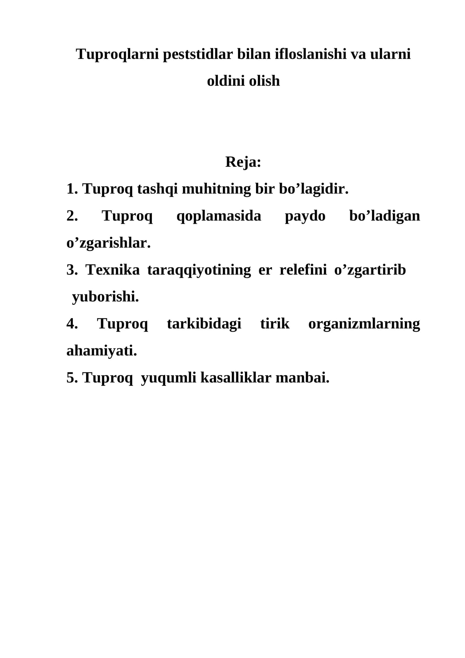 Tuproqlarni peststidlar bilan ifloslanishi va ularni oldini olish 1