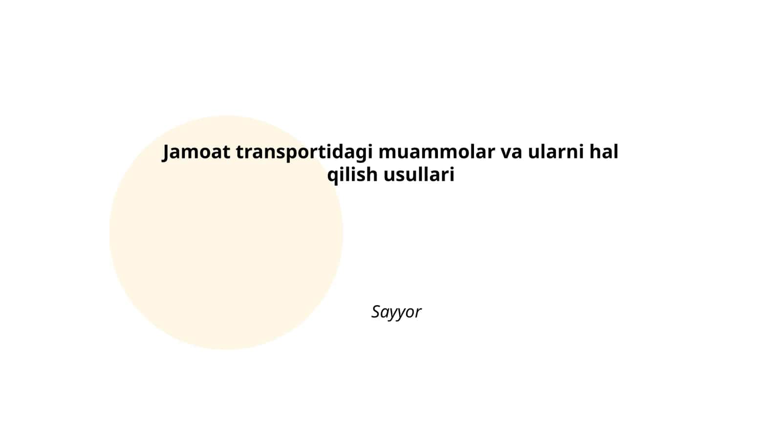 Jamoat transportidagi muammolar va ularni hal qilish usullari 1