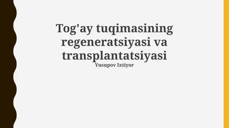 Tog'ay tuqimasining regeneratsiyasi va transplantatsiyasi 1
