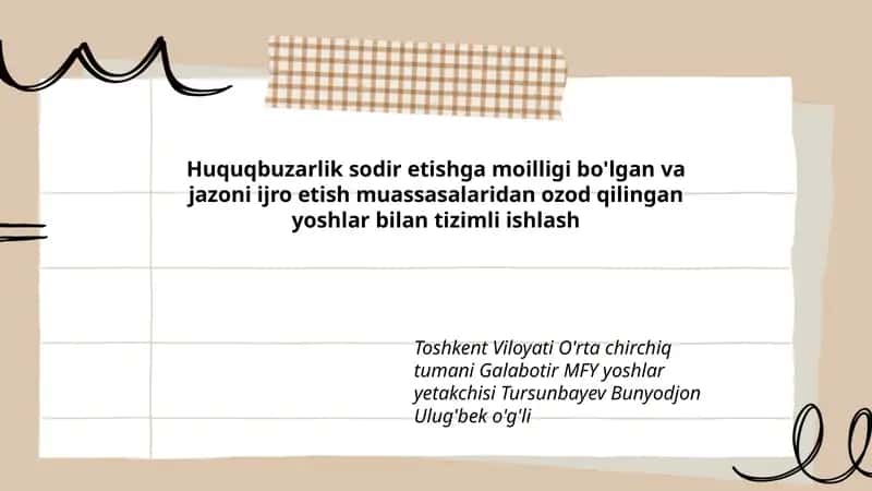 Huquqbuzarlik sodir etishga moilligi bo'lgan va jazoni ijro etish 1
