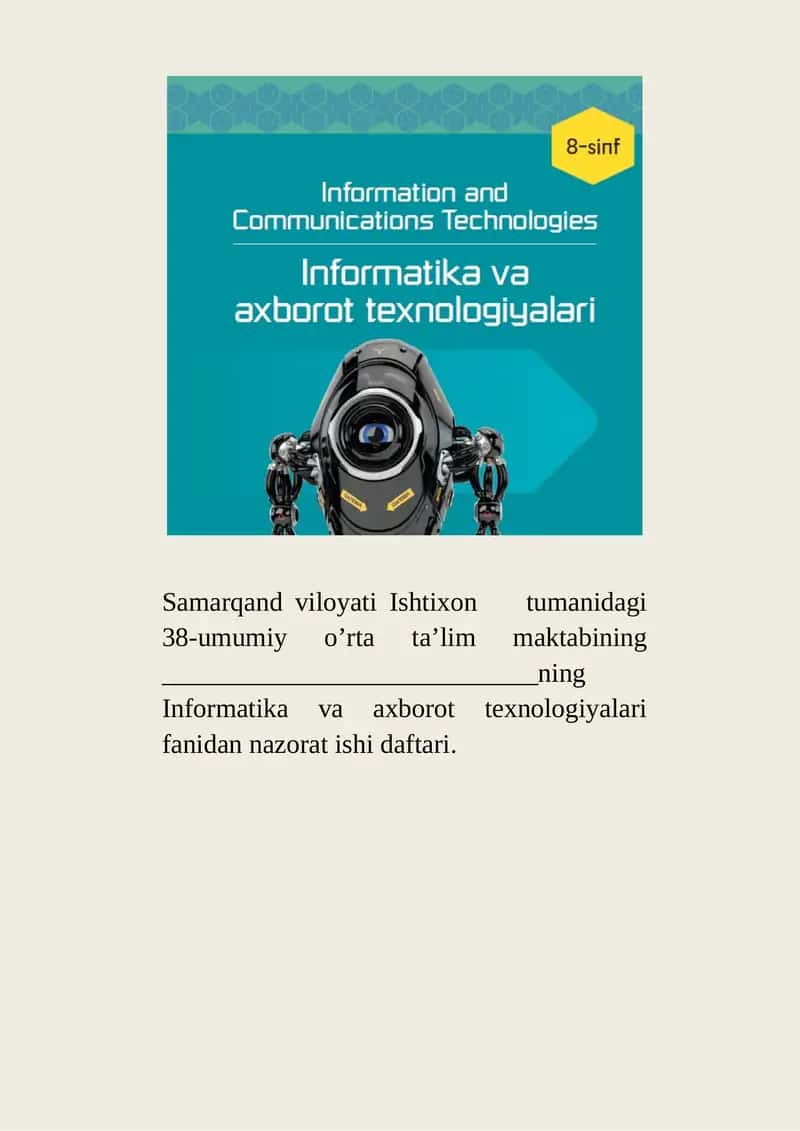 Informatika va axborot texnologiyalari fanidan nazorat ishi daftari 1