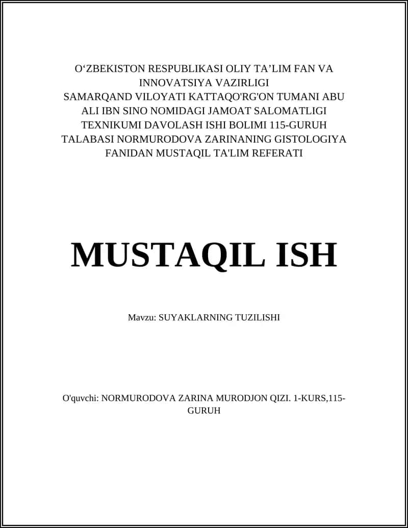MUSTAQIL TA'LIM REFERATI 1