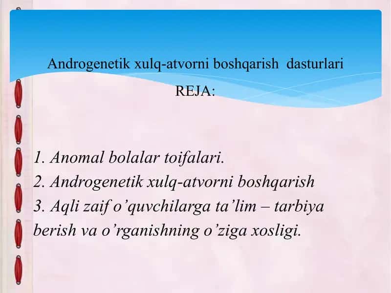 Androgenetik xulq-atvorni boshqarish  dasturlari 1