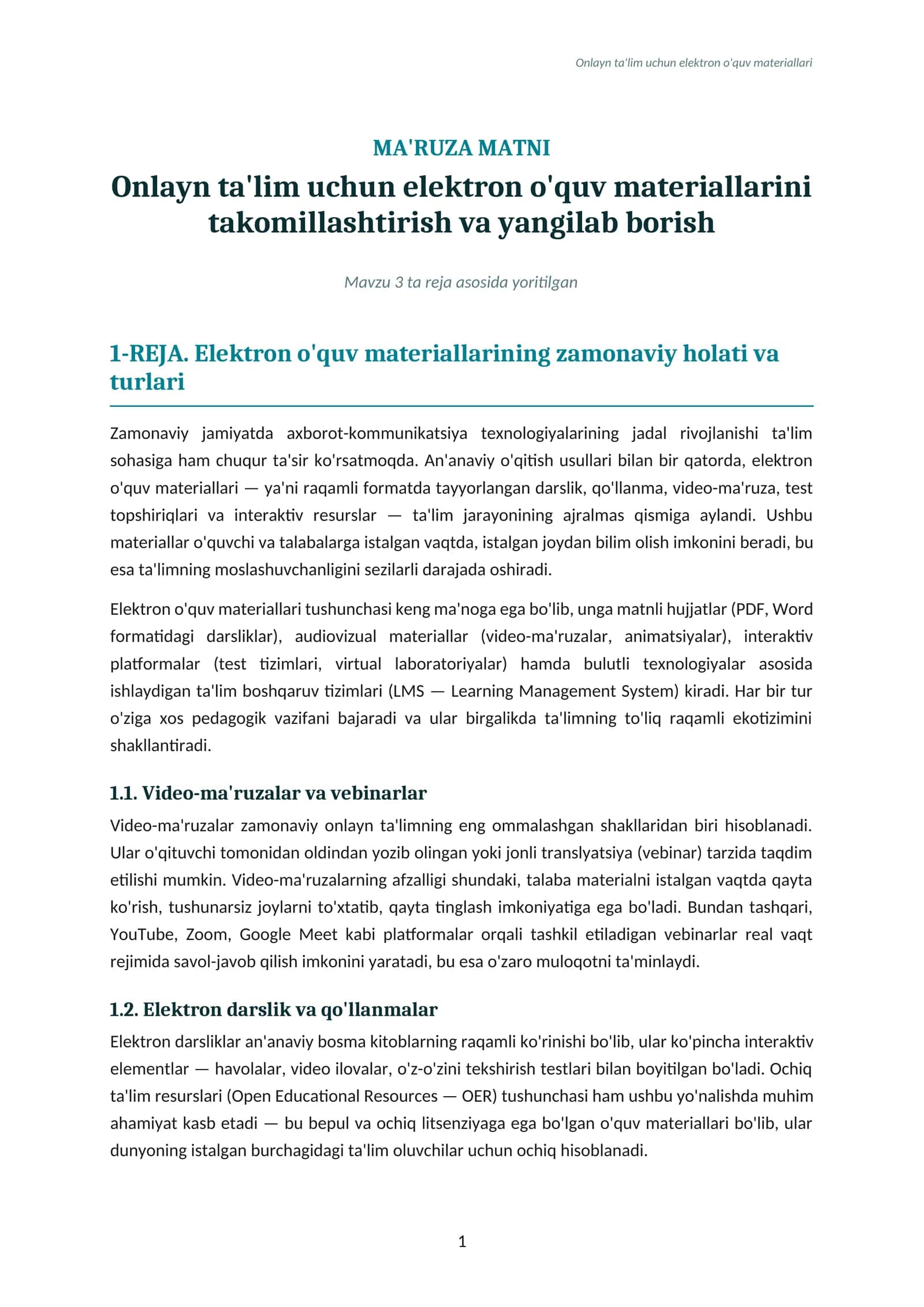 Elektron o'quv materiallari 1