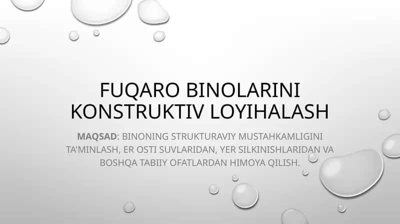 Fuqaro binolarini konstruktiv loyihalash 1
