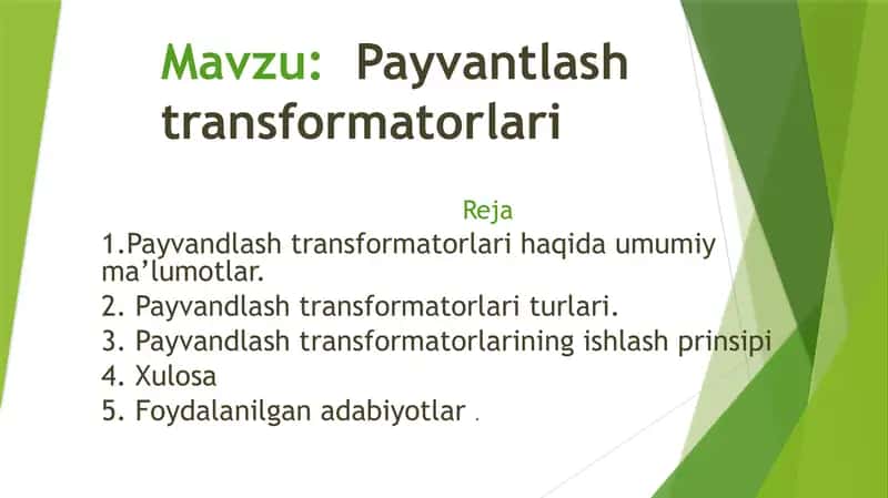Payvantlash transformatorlari. 1