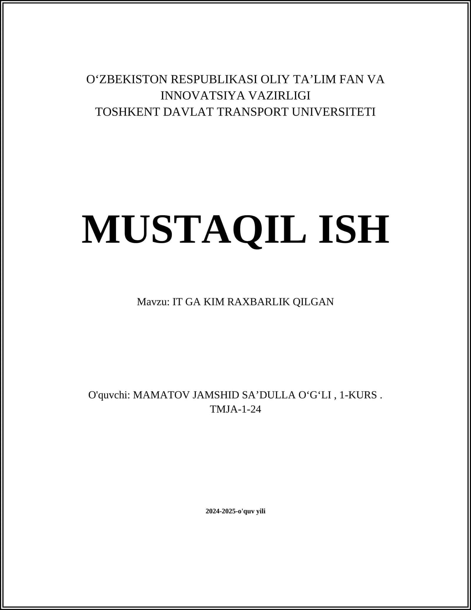 IT GA KIM RAXBARLIK QILGAN 1