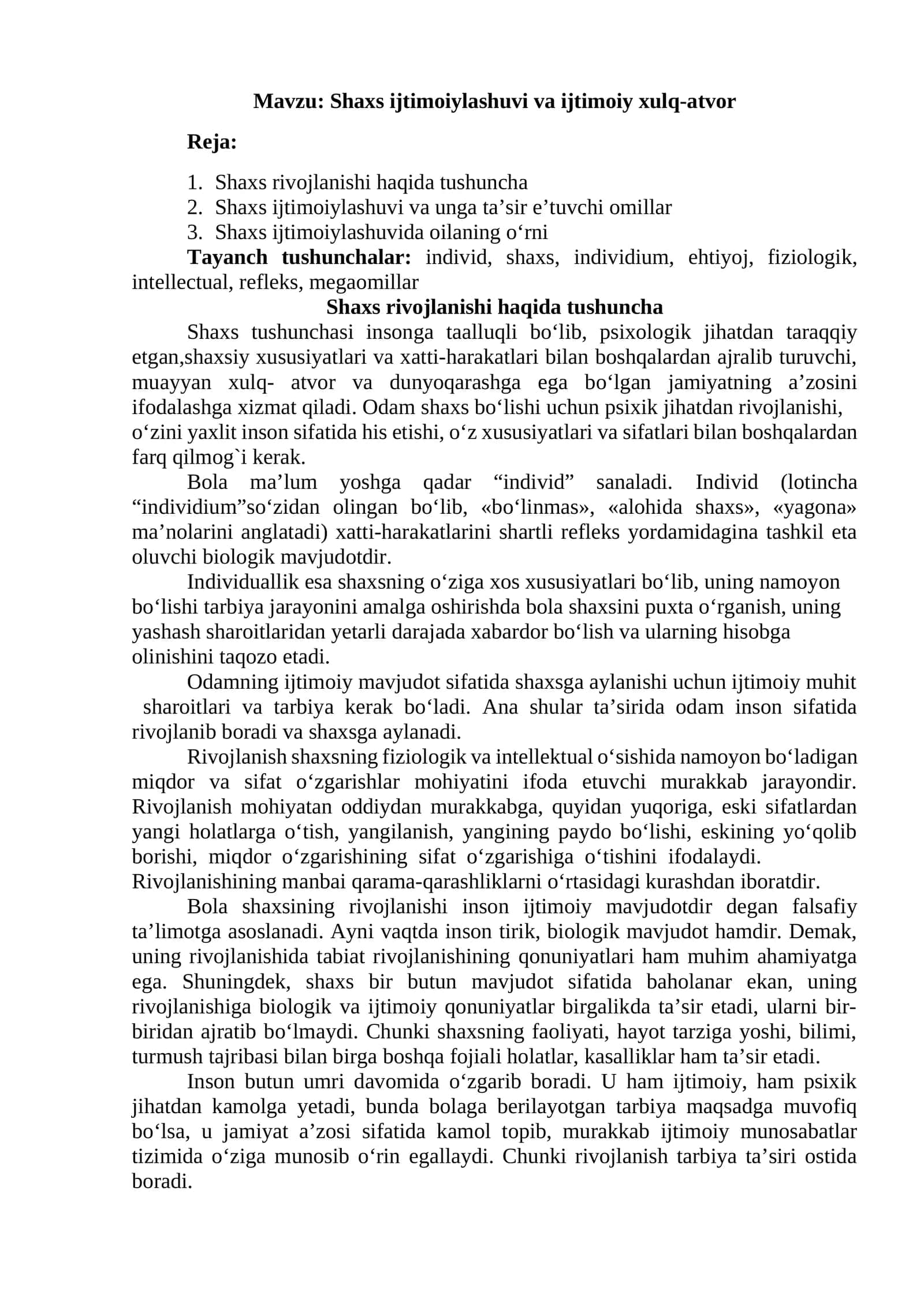 Shaxs ijtimoiylashuvi va ijtimoiy xulq-atvor 1