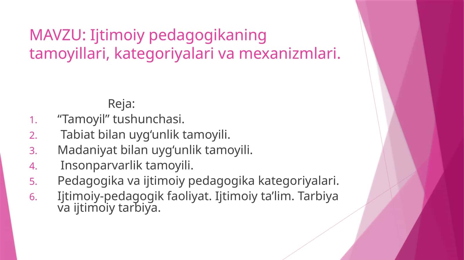 Ijtimoiy pedagogikaning tamoyillari, kategoriyalari va mexanizmlari 1
